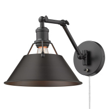 Golden 3306-A1W BLK-RBZ - Yep by Golden Lighting Orwell 1-light Swing Arm Wall Lamp in Matte Black and Rubbed Bronze shade